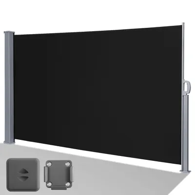 Immagine prodotto di Tenda laterale Yakimz Tenda laterale estensibile in alluminio Tenda da giardino Protezione dal sole Protezione dalla pioggia 140x300 Nero