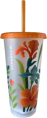 Produktbild von Starbucks Summer 2026 Reusable Becher 709ml 24oz Flowers Orange