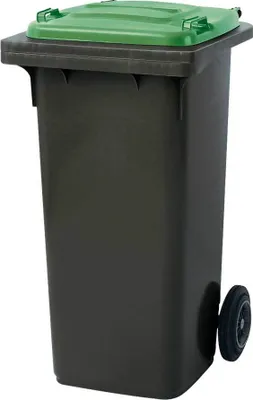 Produktbild von BRB 120 Liter MGB, Mülltonne Abfalltonne, grau mit grünem Deckel