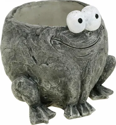 Produktbild von Topfgefäß Frosch Lächeln Übertopf Pflanzgefäß Grau 11x12cm