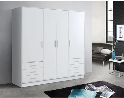 Produktbild von JONA Kleiderschrank 4-türig Lichtgrau / Weiß
