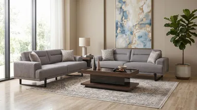 Productafbeelding van Comfortabele woonkamer set met 2 driezitters, ideaal voor moderne woonruimtes