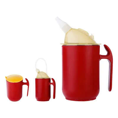 Produktbild von Schnabeltasse Senioren 400ml, 3 in 1 Schnabelbecher mit Griff für Senioren, Patient, Behinderte, Rot