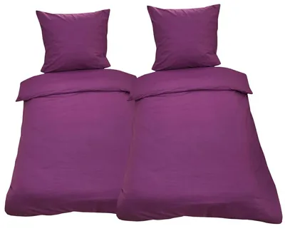 Produktbild von 4 tlg Uni Bettwäsche 135x200 Lila Einfarbig Renforce Garnitur 100% Baumwolle