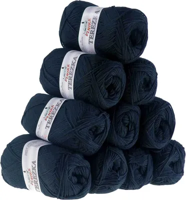 Produktbild von 10 x 50g Strickgarn Terezka 100% Baumwolle Baumwollgarn Häkelgarn, Farbe:nachtblau