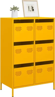 Zdjęcie produktu dla vidaXL Deska barowa musztardowo-żółta 68x39x101,5 cm stalowa