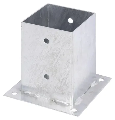 Zdjęcie produktu dla Alberts 215248 Tuleja przykręcana do okrągłych lub kwadratowych słupków drewnianych, ocynkowana ogniowo, 101 x 101 mm, zestaw 2 szt