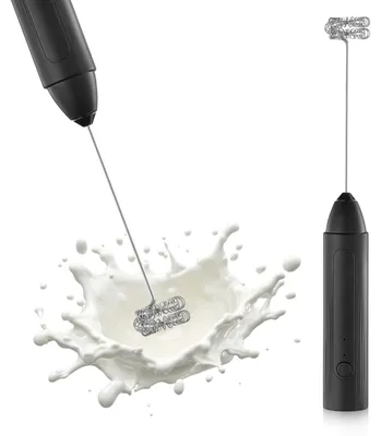 Milchaufschäumer, Handmixer, 3 Stufen, Edelstahl, USB-Aufladung