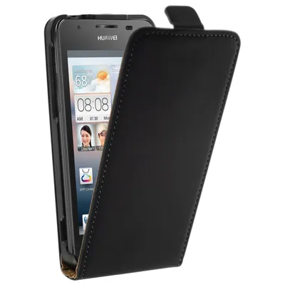 Produktbild von PhoneNatic Kunst-Lederhülle kompatibel mit Huawei Ascend G510 - Flip-Case weiß + 2 Schutzfolien