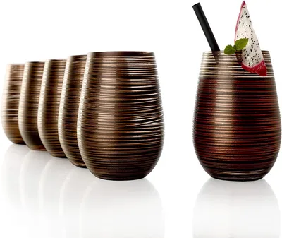 Produktbild von Stölzle Lausitz Set 6 Stück TWISTER Multifunktionsbecher schwarz-bronze 352 00 12 ET098 | EAN 4012632245618
