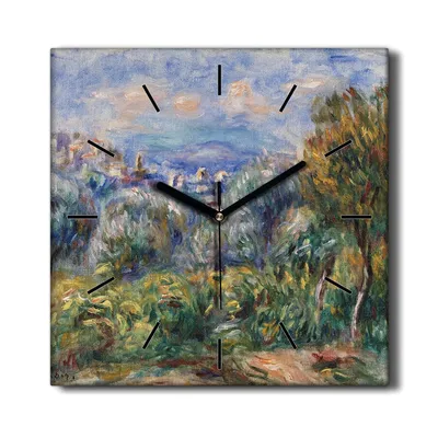 Produktbild von Coloray Hodiny Unikátní 30x30 cm Tiché hodiny Pro obývací pokoj a kuchyň Nástěnné hodiny Plátno Černé ručičky hodin - Forest City Heaven