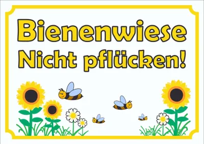 Produktbild von Schild Bienenwiese Nicht pflücken waagerecht A2 (420x594mm)