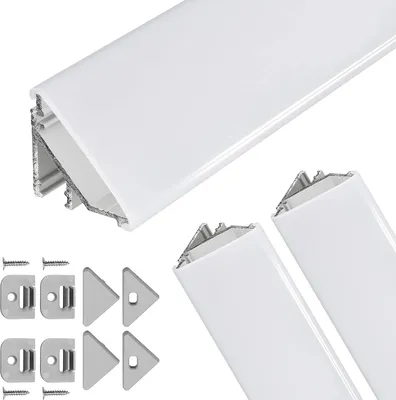 Produktbild von Brollux LED Eckprofil V24, Set 2m (2x1m) Alu Profile 45 Grad Ecke Aluminium für LEDs Strip Lichtleiste ohne Leuchtmittel