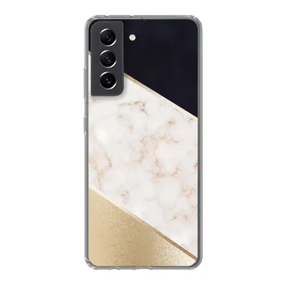 Produktbild von MuchoWow® Handyhülle Schutzhülle Hülle für Samsung Galaxy S21 FE Marmor - Gold - Rosa Silikon Softcase Handy Hülle - Mobiltelefonhülle