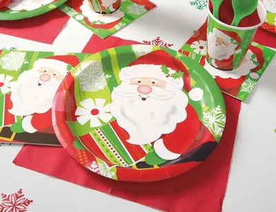 Produktbild von Tischdecke fröhlicher Weihnachtsmann 137x213cm