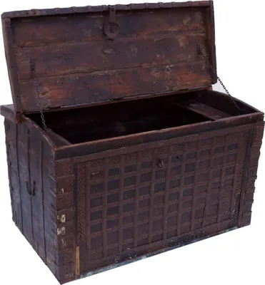 Produktbild von Große Indische Hochzeitstruhe - Modell 18, Braun, Holz, 72*118*70 cm, Truhen, Kisten, Koffer