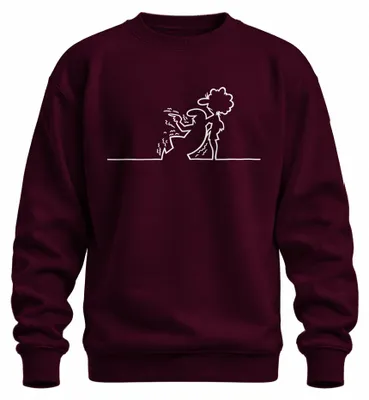 Immagine prodotto di Felpa con cappuccio della linea Balum, modello Strichmaennchen Osvaldo Cartoon Cavandoli, colore bordeaux, taglia M
