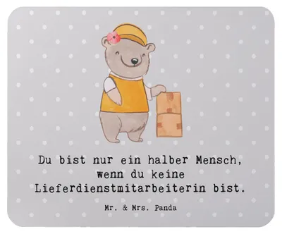 Produktbild von Mr. & Mrs. Panda Mousepad Lieferdienstmitarbeiterin Herz - Grau Pastell - Geschenk, Pizzabringdienst, mousematte, pc, Pizzabäckerin, mauspad, Mouse Pad, Spruch, Lustig