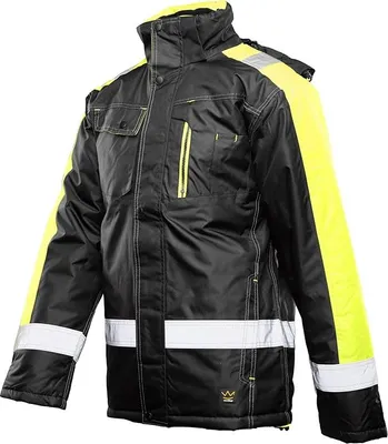 Produktbild von Arbeitsjacke Herren Winter wasserdicht warm gefüttert mit Kapuze – Warnschutz - Größe L
