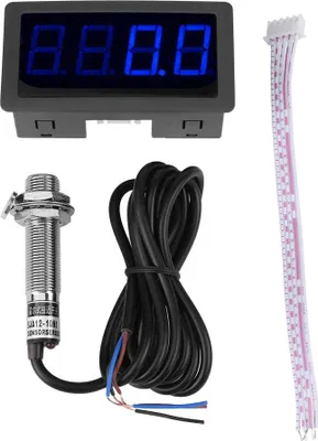 Produktbild von Digitaler LED Drehzahlmesser mit Hall-NPN-Näherungssensor – RPM Messgerät in Blau