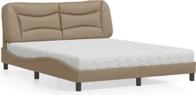 Produktbild von vidaXL Bett mit Matratze "Hvar" Cappuccino-Braun 160x200 cm Kunstleder