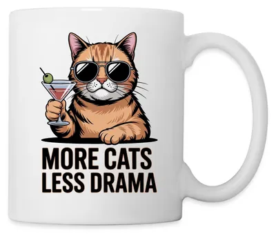 Produktbild von Spreadshirt More Cats Less Drama Tasse, One size, Weiß