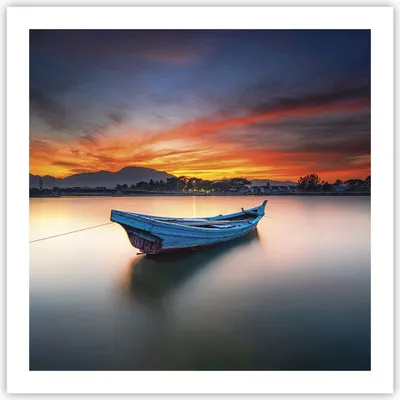 Produktbild von Poster - Poster ohne Rahmen - Westen Sonne Boot - 60x60 cm - Wand Bild - Wanddeko - Wandbilder - Kunstposter - Wandposter - Bilder - Kunstdruck - Wanddekoration - Wandbild - P2XAC60x60-4791