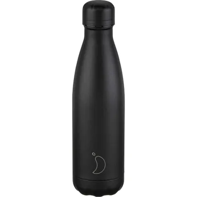 Obrázok produktu pre Chilly's Monochrome Matte Edition B500MOABL, 500 ml, Denné používanie, Čierna, Nerezová oceľ, 24 h, 12 h