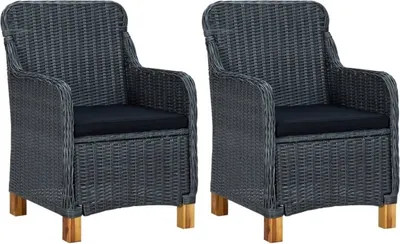 Image de vidaXL Gartenstühle mit Kissen 2 Stk. Poly Rattan Dunkelgrau