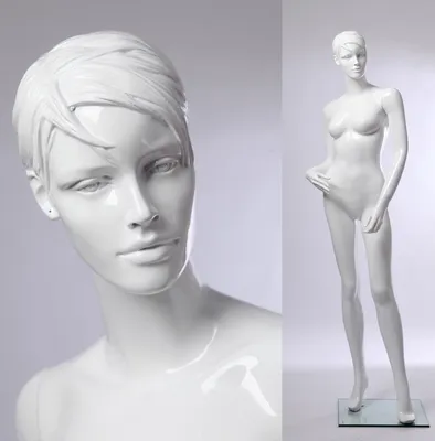 Image de CS12-B Beau mannequin abstrait blanc brillant laqué femme. Avec visage et cheveux