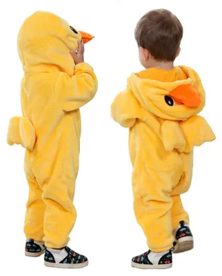 Obrázok produktu pre Detajlový detský overal s kapucňou, unisex, s potlačou karikatúrnych zvierat, vhodný na spanie