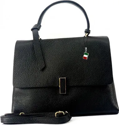 Produktbild von Florence Leder Tasche Damen Umhängetasche schwarz 31x12x23cm inklusive Italien Flagge D2OTF153S