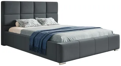 Produktbild von Polsterbett 180x200 Latis mit Bettkasten, Metall Lattenrost - Hersteller, Schlafzimmer, Doppelbett, Samtstoff Dunkelgrau