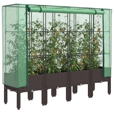 Productafbeelding van Verhoogd Bloembed met Broeikas Opzetstuk 160x40x140 cm
