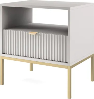 Produktbild von Selsey Vellore - Nachttisch Nachtschrank mit Schublade, Grau mit Strukturfront und goldenen Metallbeinen