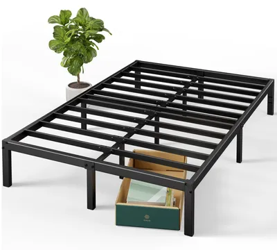 Metallbettgestell 150x190 cm, 36 cm hoch, Stahl, schwarz, bis 320 kg
