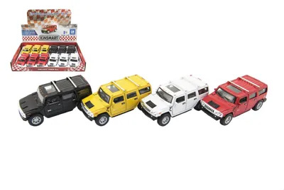 Produktbild von Kinsmart Hummer H2 SUV Auto aus Metall/Kunststoff, 12 cm, mit Rückzugantrieb, 4 Farben, 12 Stück im Karton