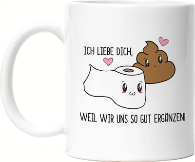 Produktbild von Klopapier Kacke Tasse Weiß Sarkasmus Humor Valentinstag Freundin Freund Witzig Geschenkidee Couple Jahrestag