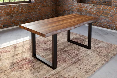 Produktbild von Esstisch Baumkante massiv Akazie nussbaum 220 x 100 schwarz Utrecht