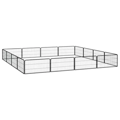 Produktbild von vidaXL 16-tlg. Hundelaufstall Schwarz 100x50cm Stahl Pulverbeschichtet