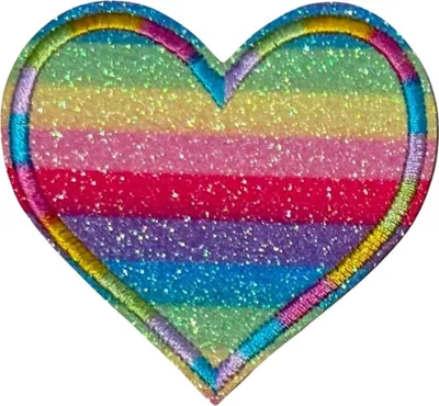 Produktbild von Herz-Regenbogen-Glitzer-Emblem-Aufnäher zum Aufbügeln