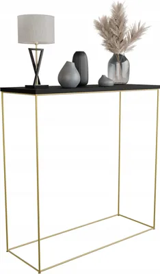 Zdjęcie produktu dla Konsola metalowa toaletka stolik półka stojąca loft złoty czarny glamour