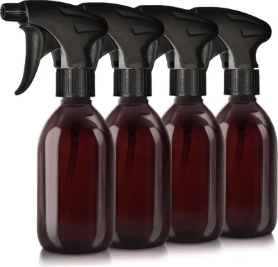 Produktbild von 4x 300ml Sprühkopf-Flasche, Kunststoff, braun