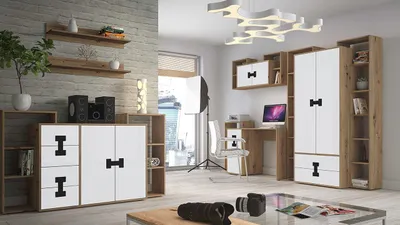 Obrázek produktu pro Nábytek do studentského pokoje BASHIRA 2 - dub / bílý