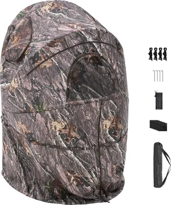 Obrázok produktu pre SucceBuy maskovací stan pre jednu osobu s plachtami a taškou na prenášanie, odolný stan s tichými dverami na zips a oknami, ideálny na lov oviec, jeleňov a zajacov
