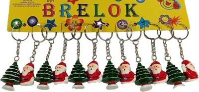Zdjęcie produktu dla brelok 12szt. MIKOŁAJ Z CHOINKĄ