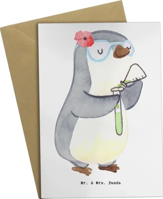 Produktbild von Mr. & Mrs. Panda babykarte Chemielaborantin Herz - Weiß - Geschenk, weihnachtskarten, Forschung, osterkarte, Labor, einladungskarten, kommunionskarte, hochzeitskarten