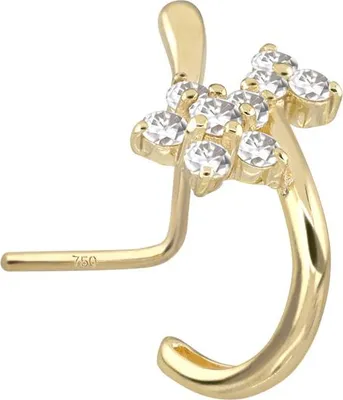 Produktbild von Nasenpiercing, Nasenstecker 14/18 Karat Gold Nasenstecker MOISSANIT-BLUME
