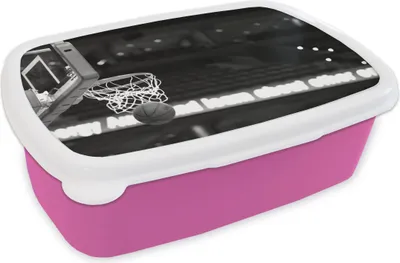 Produktbild von KitchenYeah® Lunchbox Brotzeit Brotdose 17x11 cm Basketball geht durch den Korb - schwarz und weiß Kinder Brotzeitdose - Lunchpaket - Brotkasten  - Sandwich Box