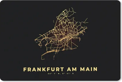Produktbild von MuchoWow® Schreibtischunterlage Karte - Gold - Frankfurt - Stadtplan - Karte 60x40 cm - XXL Mauspad - Großes Mauspad